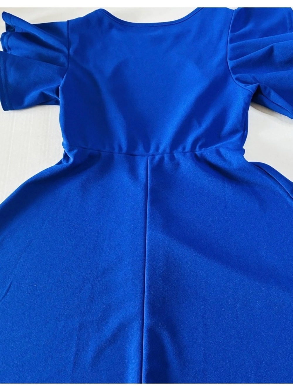 SHEIN Royal Blue Midi Dress with Puff Sleeves